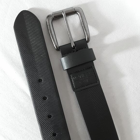 Denizen From Levis Black Chevron Ribbed Belt Medium 32-36 Waist Faux Leather - Picture 6 of 13